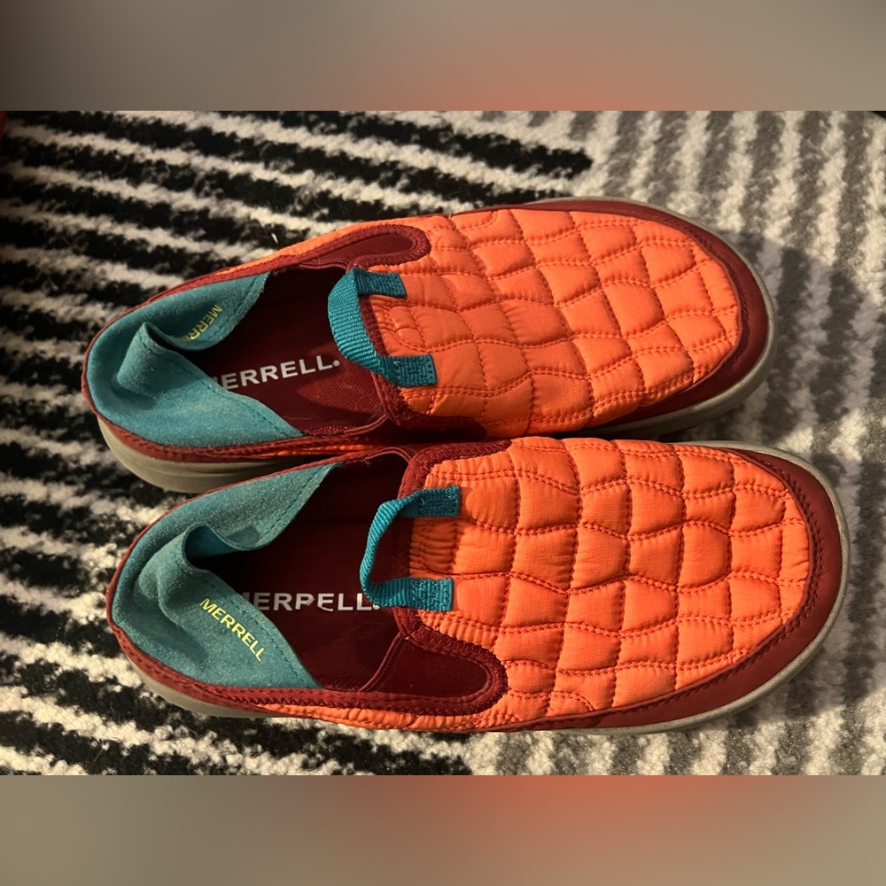Merrell Orange and Teal Quilted Slip-On Shoes